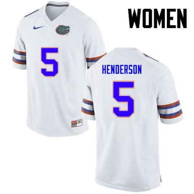 Women's Florida Gators #5 CJ Henderson NCAA Nike White Authentic Stitched College Football Jersey WTL1162PP